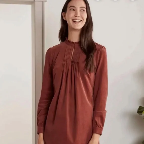 Boden Cordelia Corduroy Red Brown Dress - Picture 3 of 7